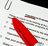 Checklist to Evaluate Hypnosis School