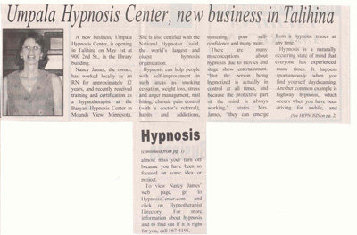 News Article on Hypnosis